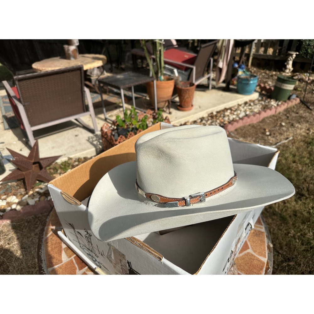 Mens Silver Belly Felt Cowboy Hat with 3 Interchangeable Western Bands Gray